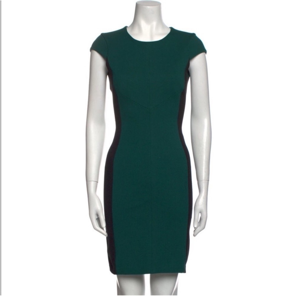 Intermix Green and Black Colorblock Bodycon Cap Sleeve Mini Dress
